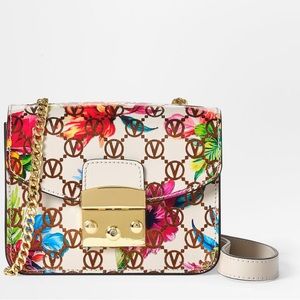 VALENTINO BY MARIO VALENTINO  Italy Leather Bijou Flowery Monogram Crossbody